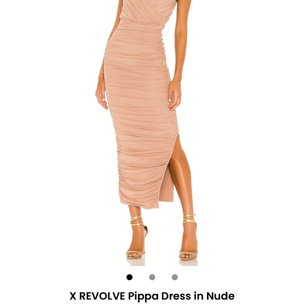 REVOLVE Elliatt Tan Ruched Bodycon Dress